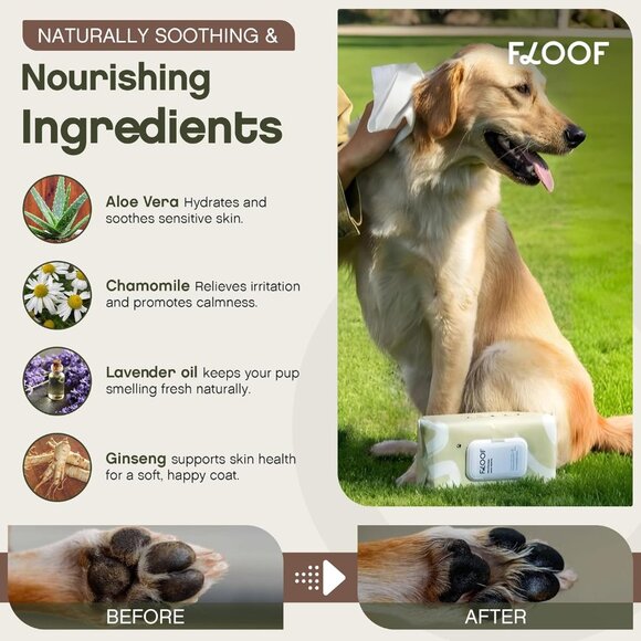 Hypoallergenic Dog Wipes – Natural Aloe Grooming Wipes for Paws Face Ears Eyes & - Picture 7 of 9